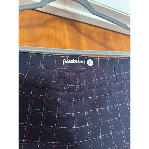 Betabrand Womens Blue Plaid Size XL Straight Leg Trouser Dress Pant - Picture 3 of 4